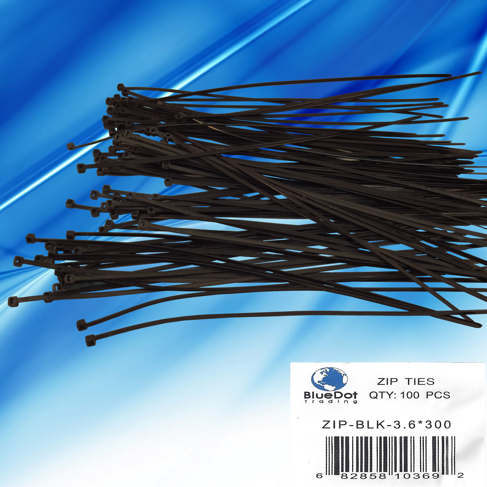 100 PCS Pack 12" inch Network Cable Cord Wire BLACK Tie Strap 40 Lbs Zip Nylon