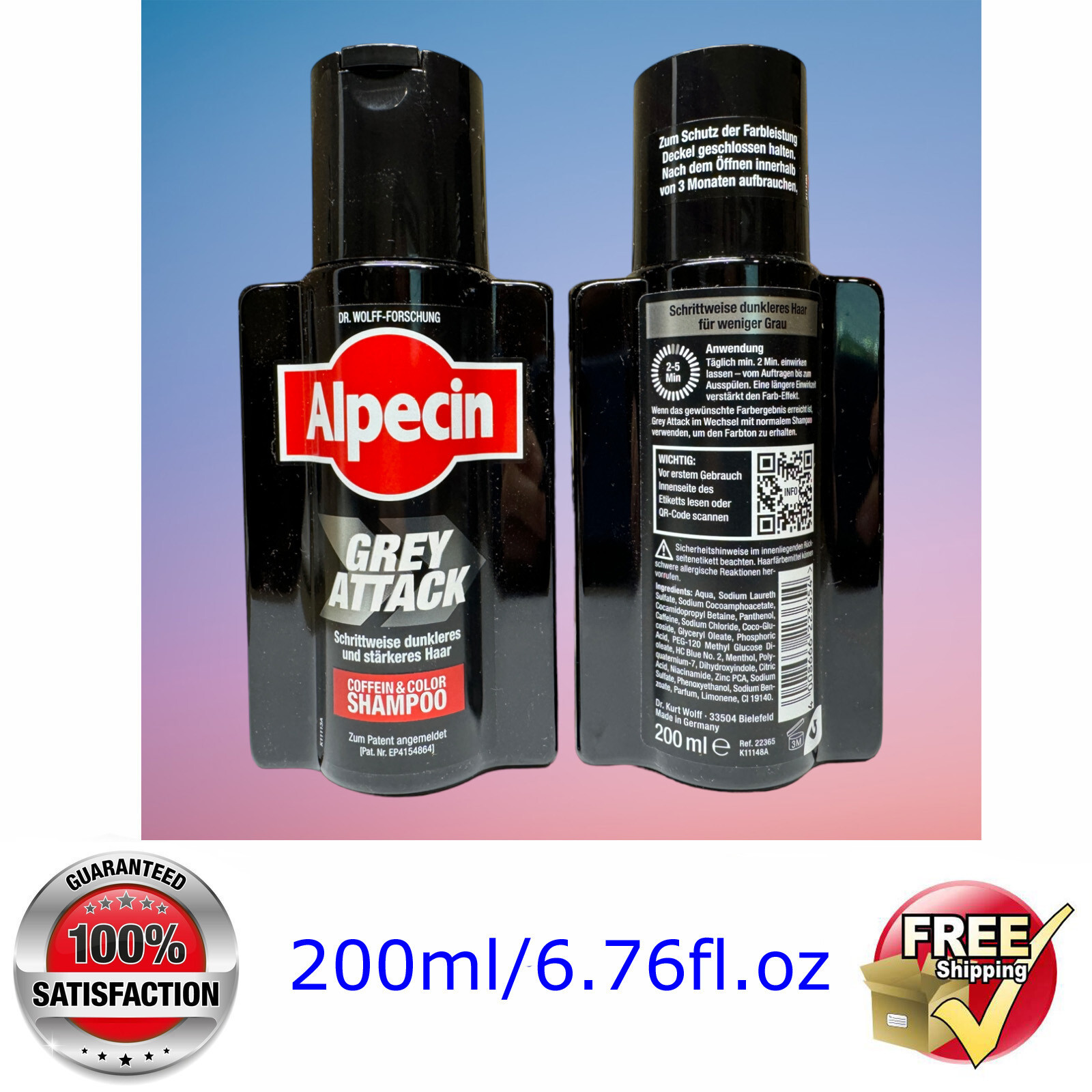 Alpecin Grey Attack New Innovation Shampoo For Grey Hair 200ml Free USA-Shipping