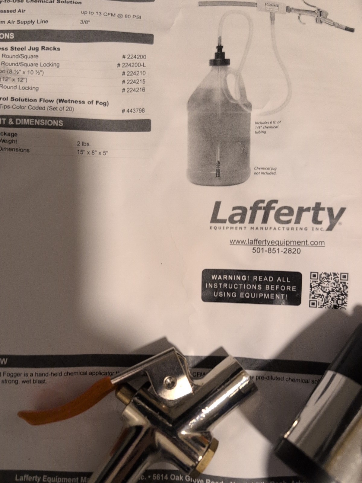 Lafferty LAVO Fogger Mister Pneumatic Model 950600 394 Blast Fogger