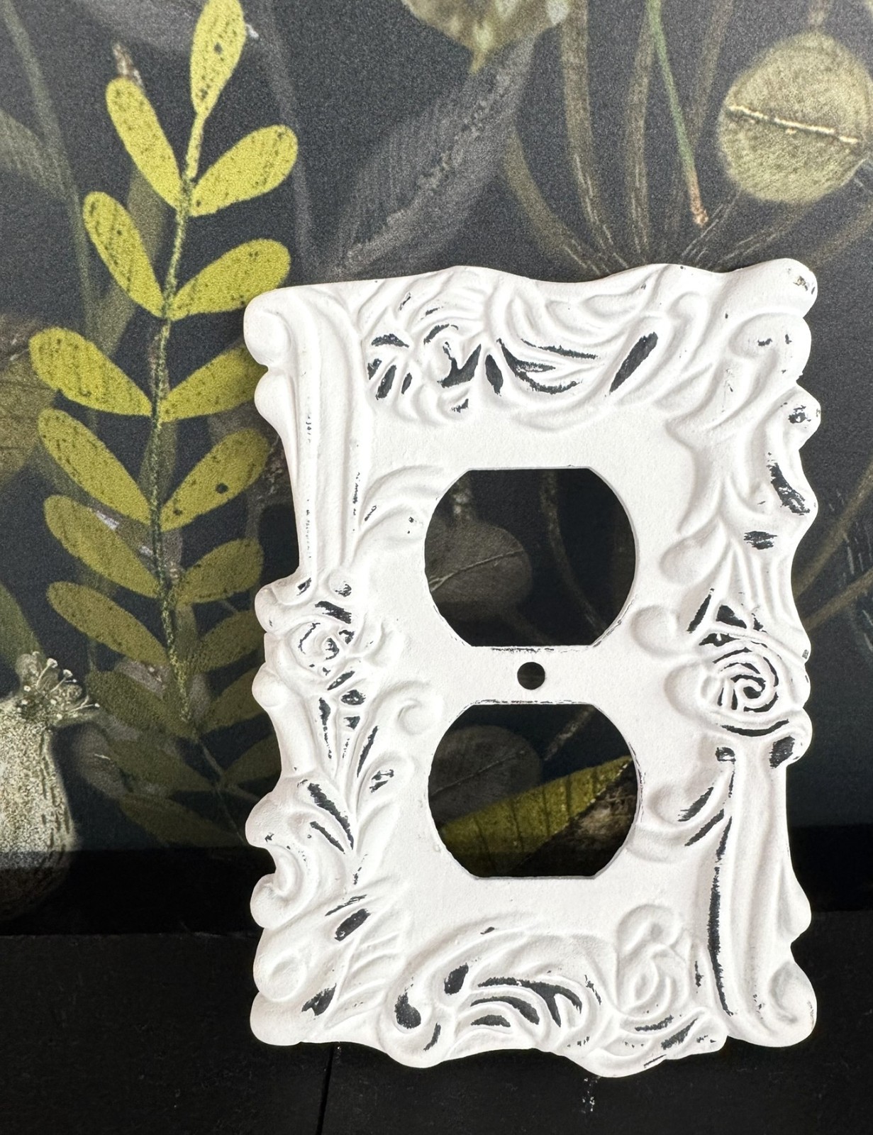 Distressed Metal White French Provincial Outlet Wall Plate Cover Socket Plug