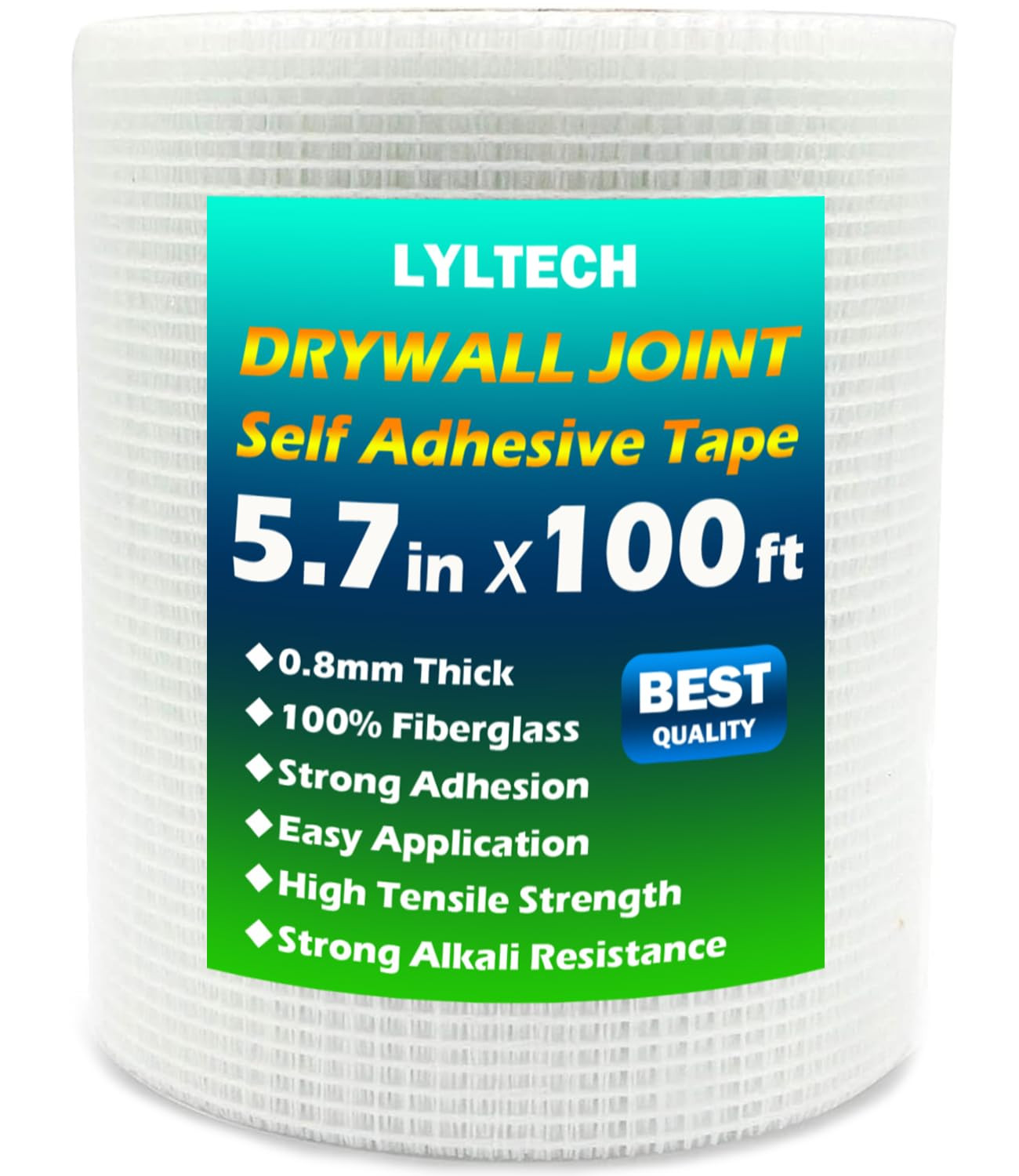 Drywall Joint Tape- 5.7In X 100 Ft,13 MESH,100% Fiberglass,Heavy-Duty