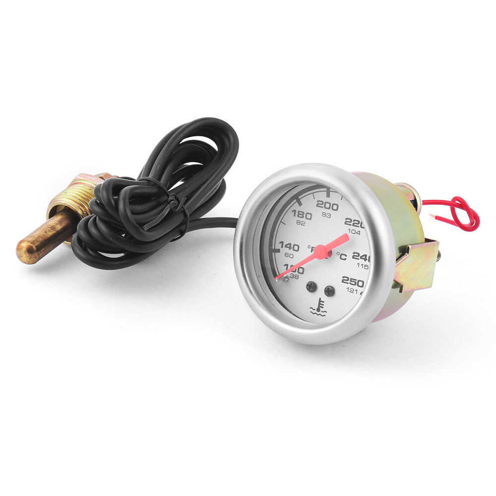 2" 52mm Pointer Mechanical Water Temp Gauge Meter 38-121℃/100-250℉ Sensor 1/2npt