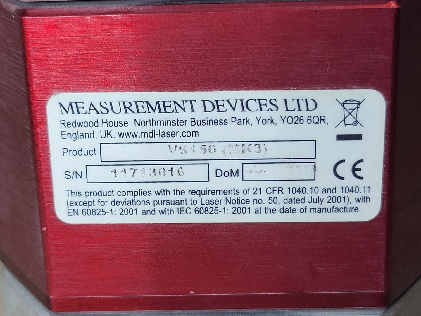 GENTLY USED 2012 MDL VS150 Void Scanner – Lasers