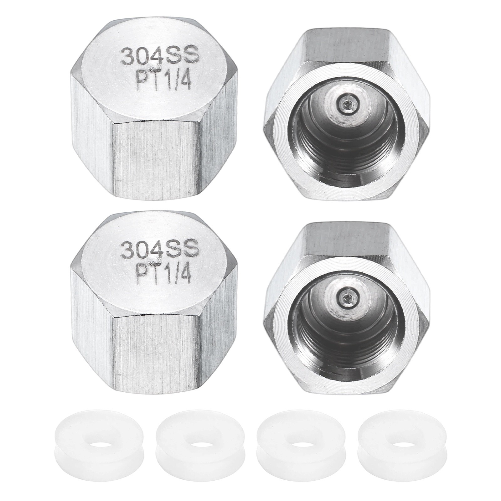 4-Pack Hex End Cap, 1/4 Inch PT Female Thread Pipe Fitting