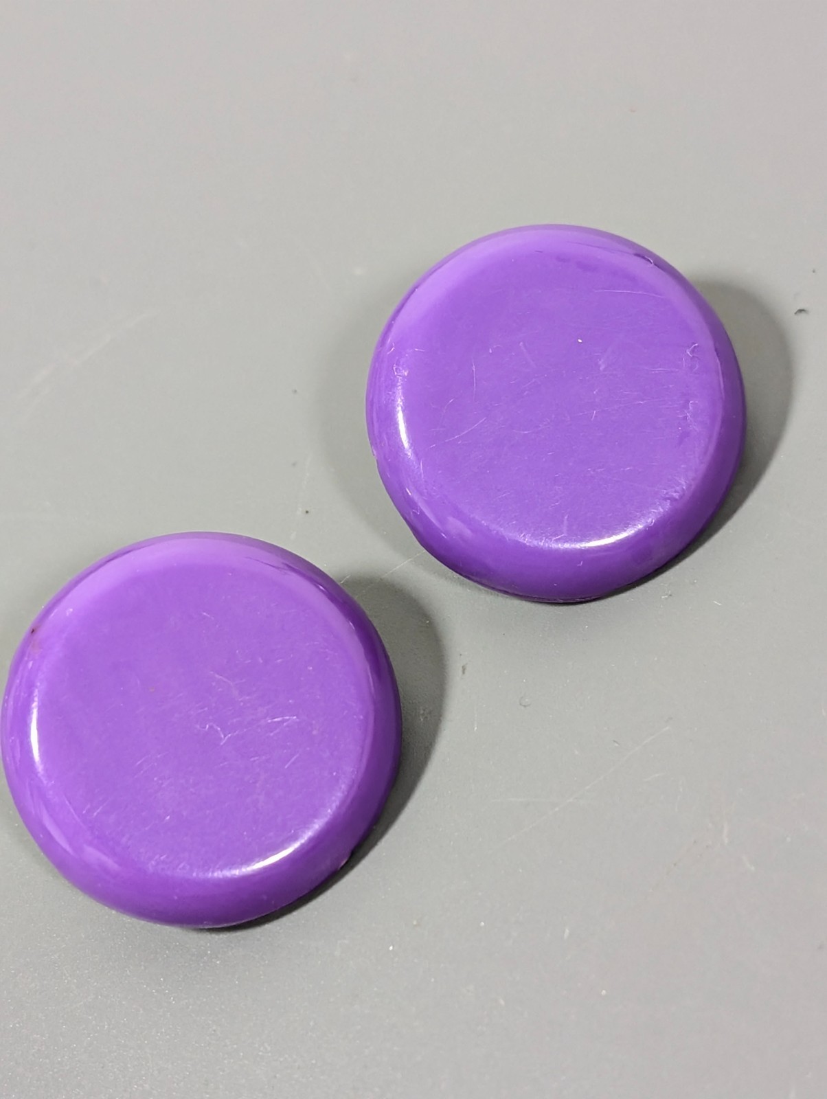 Vintage Retro Purple Round Disc Statement Earrings Acrylic Bold Pierced