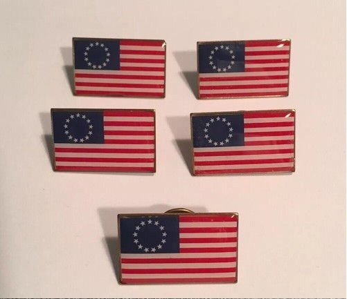 Lot of 5 BETSY ROSS 1776 AMERICAN FLAG LAPEL PIN *MADE IN USA* Pinback