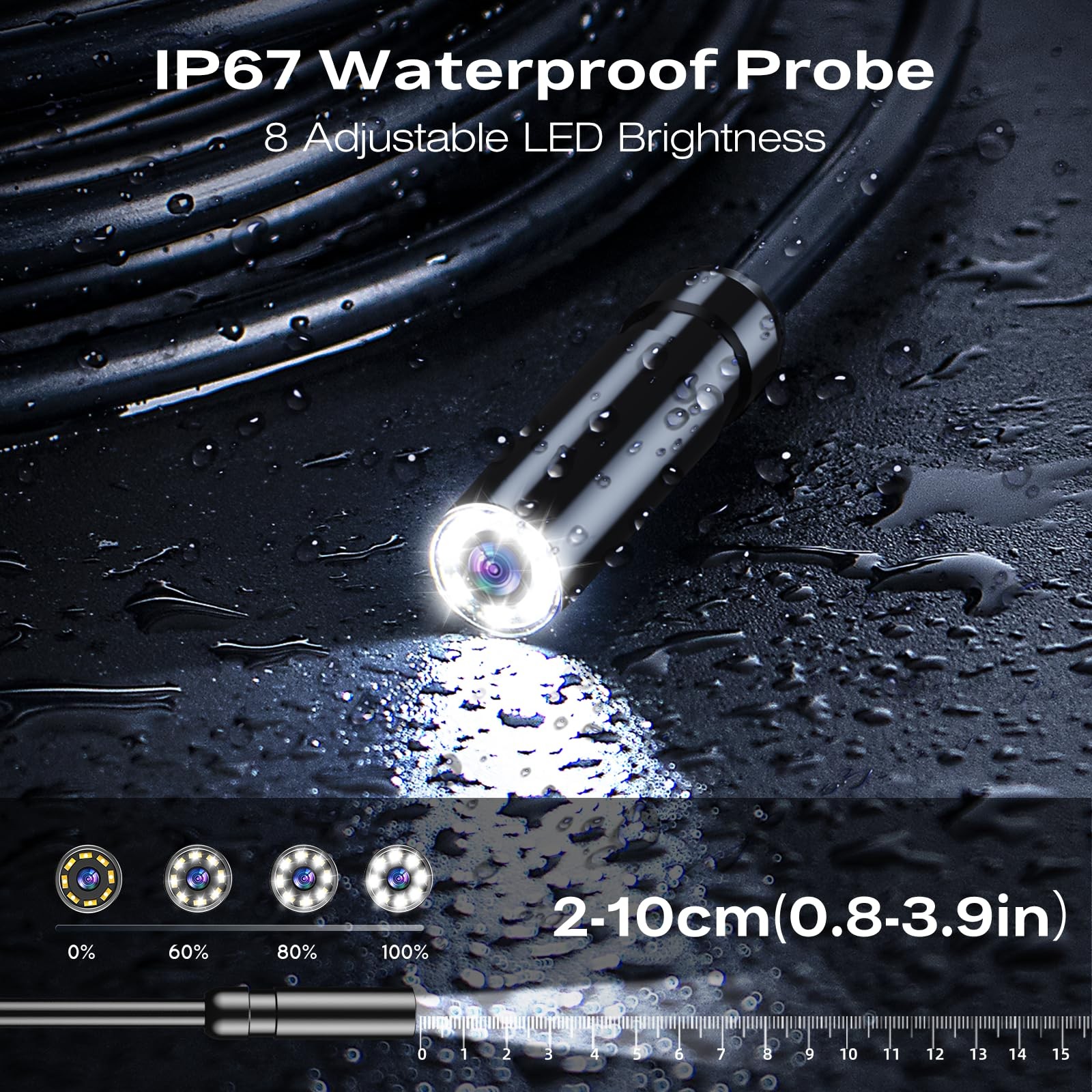 Endoscope Camera with Light, 1920P HD Borescope Inspection Camera with 4.3 IP...