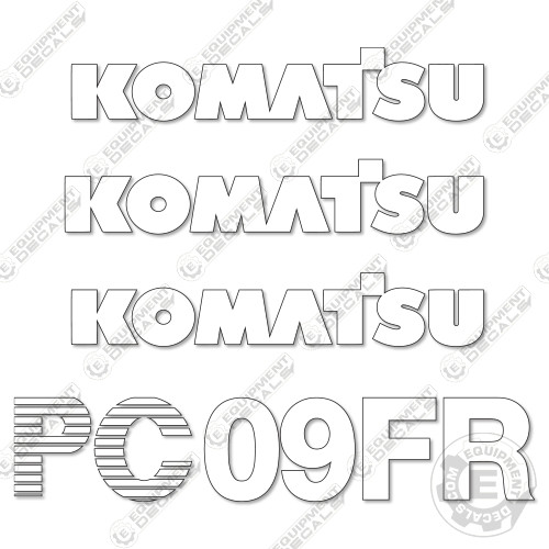 Fits Komatsu PC09FR Decal Kit Mini Excavator - 7 YEAR OUTDOOR 3M VINYL!