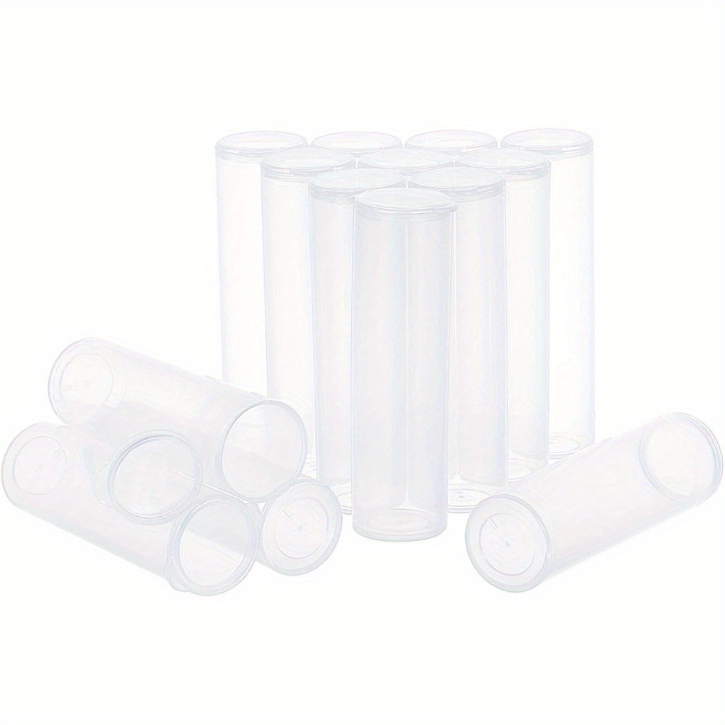15pcs Transparent Plastic Bead Containers with Hinged Lids Flip Cover Column