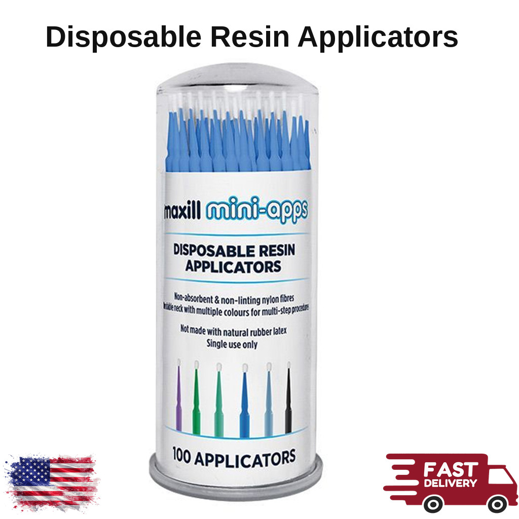 Disposable Resin Brush Applicators Bendable 100/Tube for Dental Use