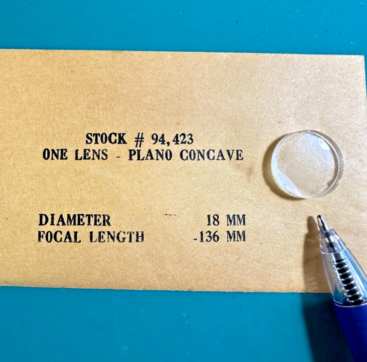 Edmund One Lens Plano Concave 18mm Diameter -136 Focal Length