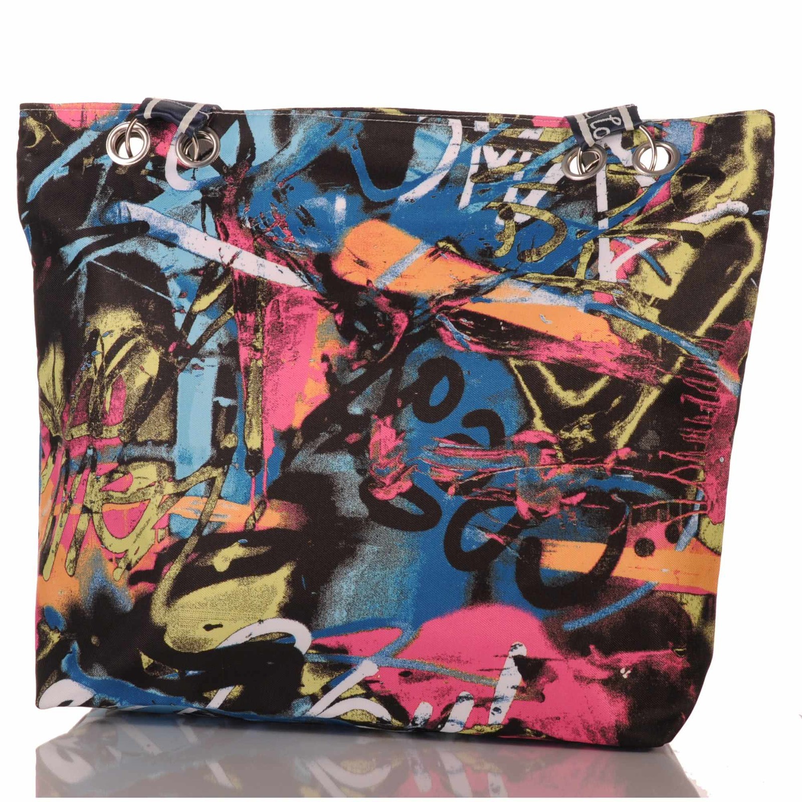 Women's beach bag graffiti street art colorful pool holiday leisure zipper