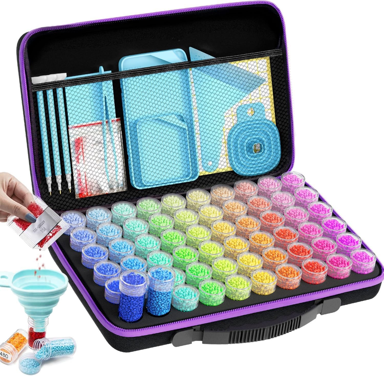 60 Slots Storage Container for Diamond Art Kits for Adults, Portable Bead