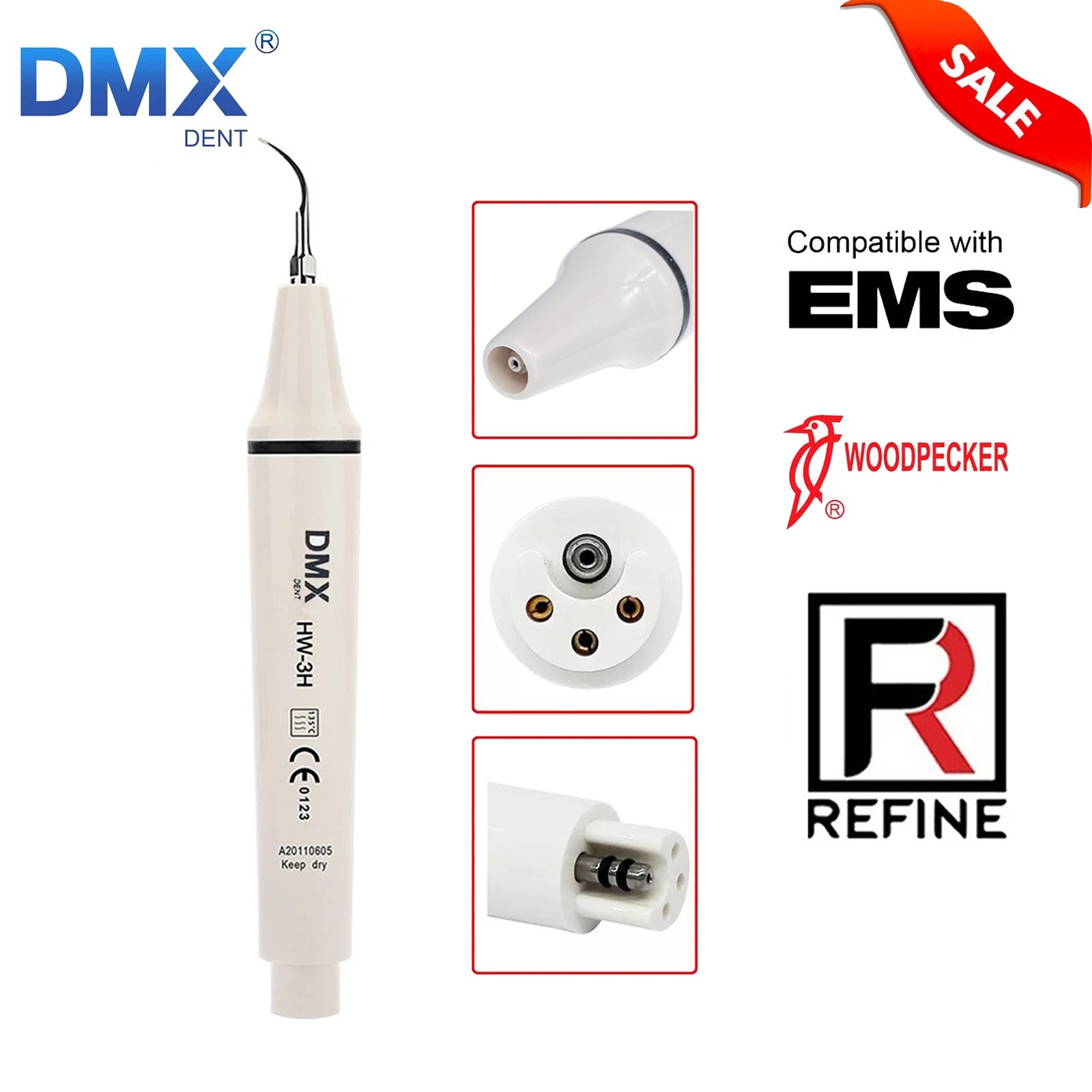HW-3H Dental Ultrasonic Detachable Scaler Handpiece /5*Tips For Woodpecker/EMS