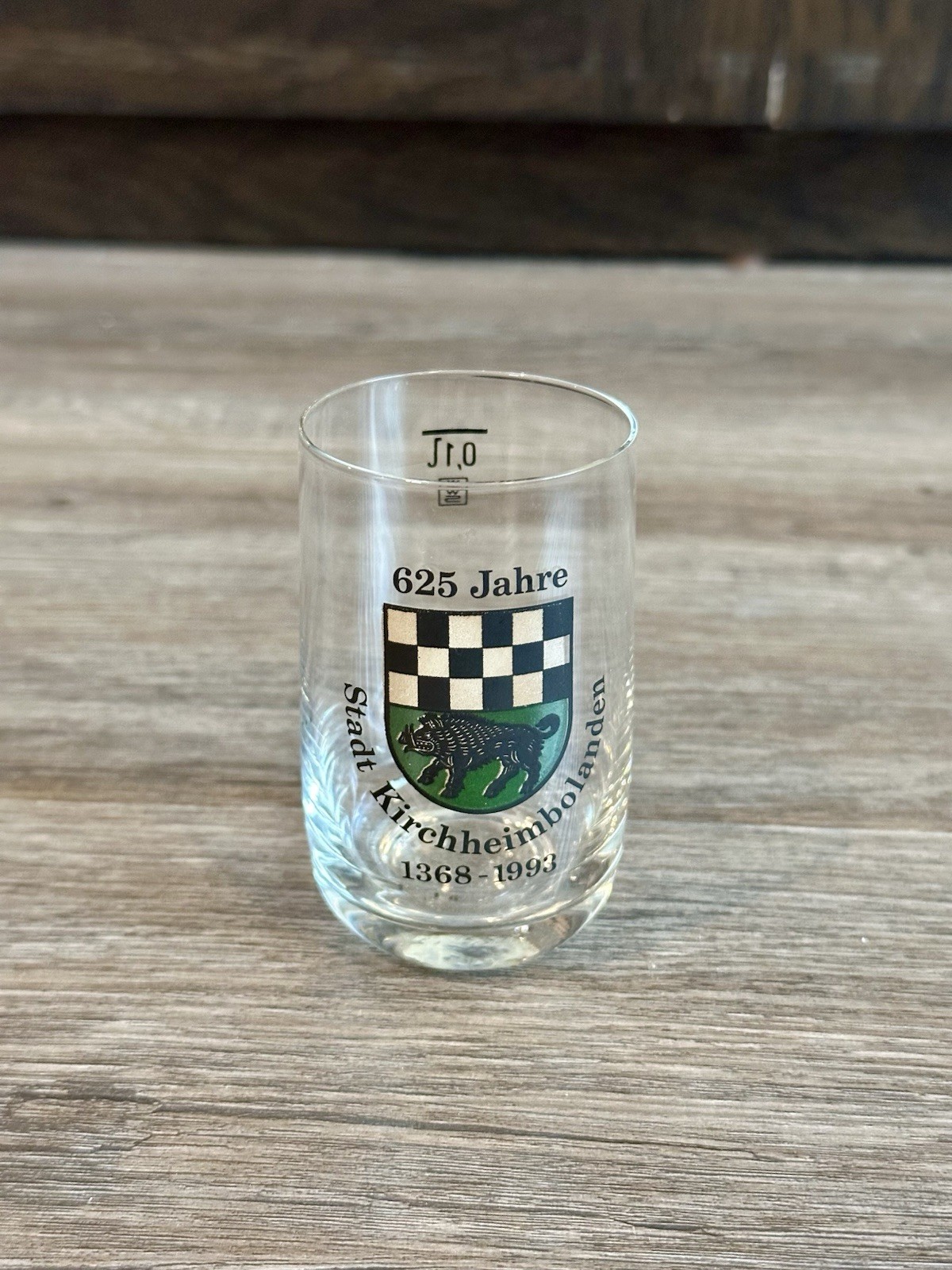 Commemorative shot glass Celebrating 625 years of the city of Kirchheimbolanden