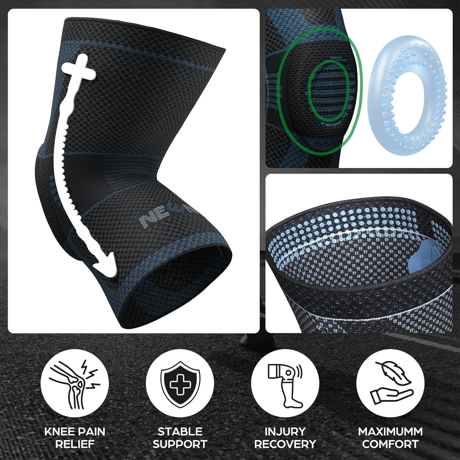 Knee Brace Compression Sleeve ACL Meniscus Support Arthritis Pain Relief
