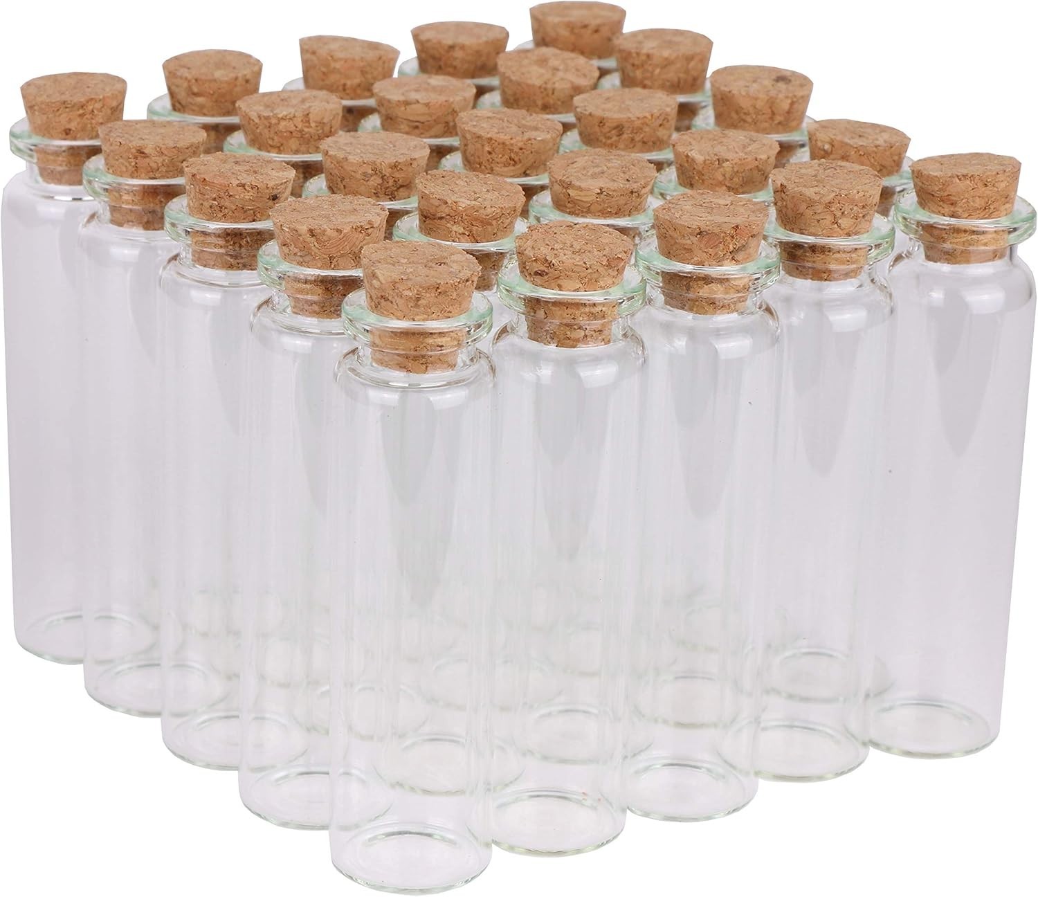 MaxMau 20ml Small Glass Bottles,Tiny Glass Vials,Jars with Cork Stoppers,Message