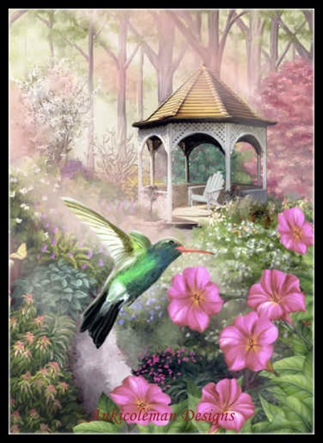 Garden Hummingbird - Chart Counted Cross Stitch Patterns Needlework embroidery