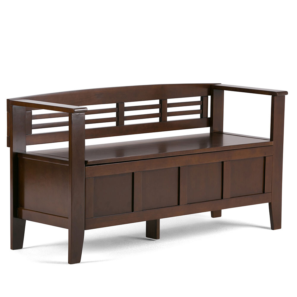 Adams Solid Wood 48 in Wide Entryway Storage Bench