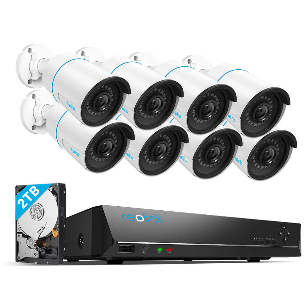 Reolink Refurbished DIY 5MP Bullet POE Security Camera System 8CH NVR 2TB HDD