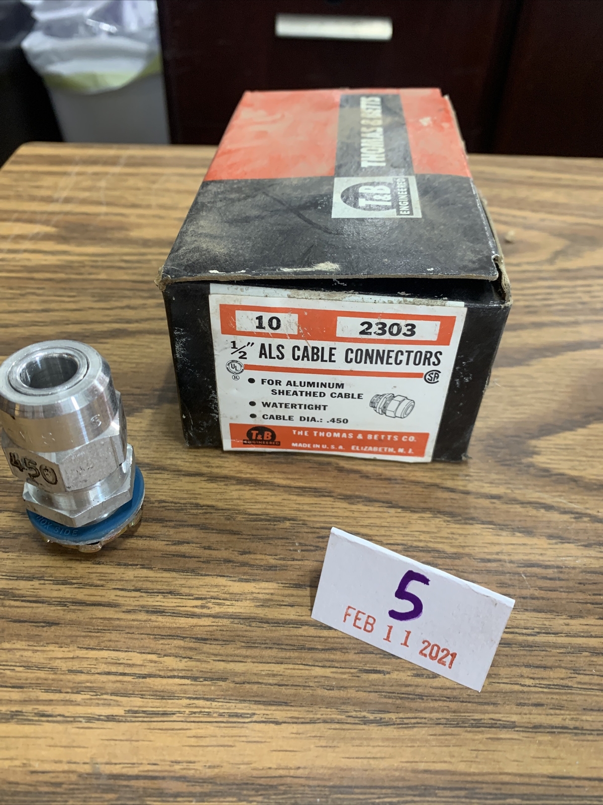 (10) Thomas & Betta 1/2” ALS Cable Connectors 2303 Cable Dia .450”