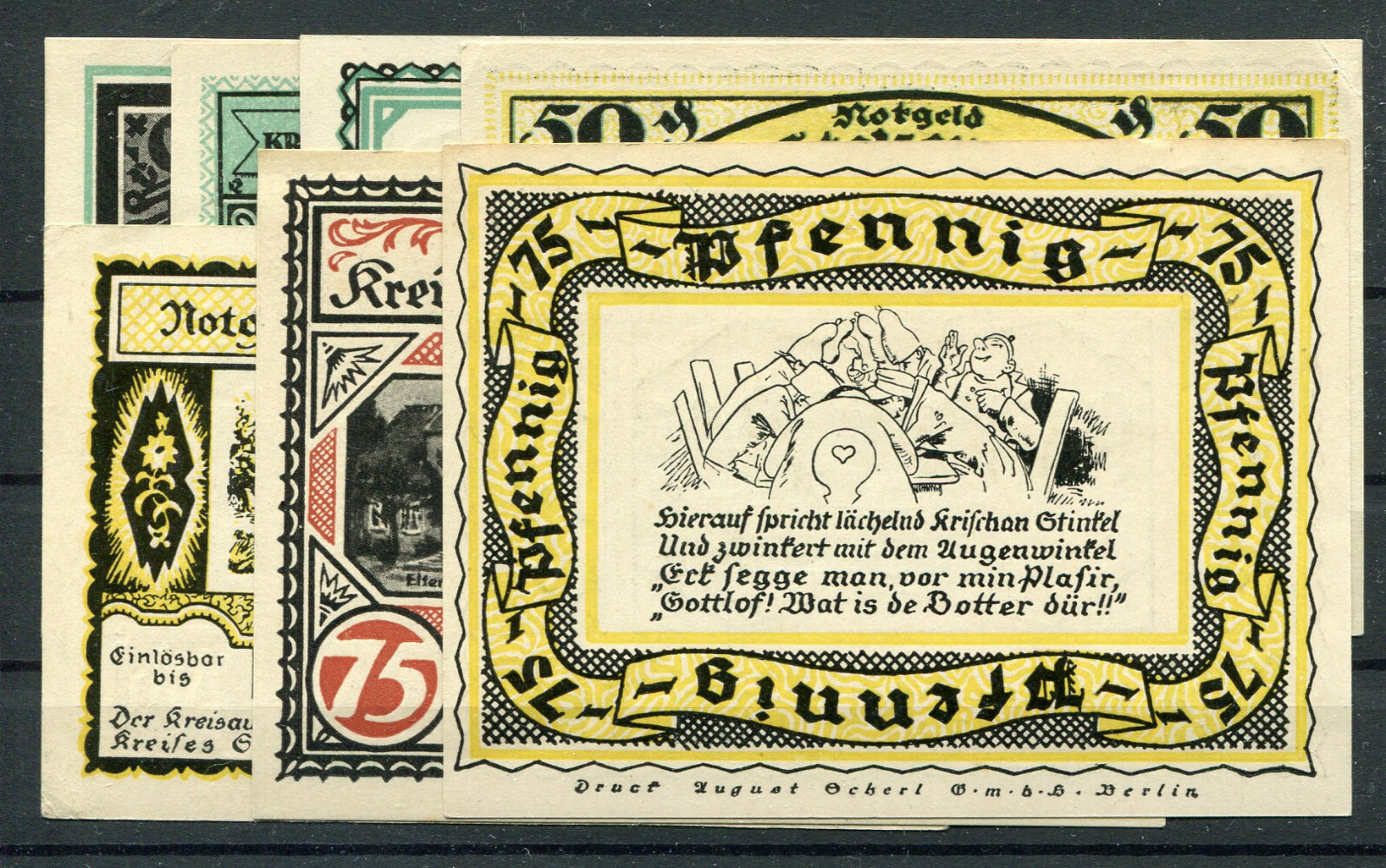 Stolzenau 7 Sheets Notgeld Banknotes Germany Niedersachsen