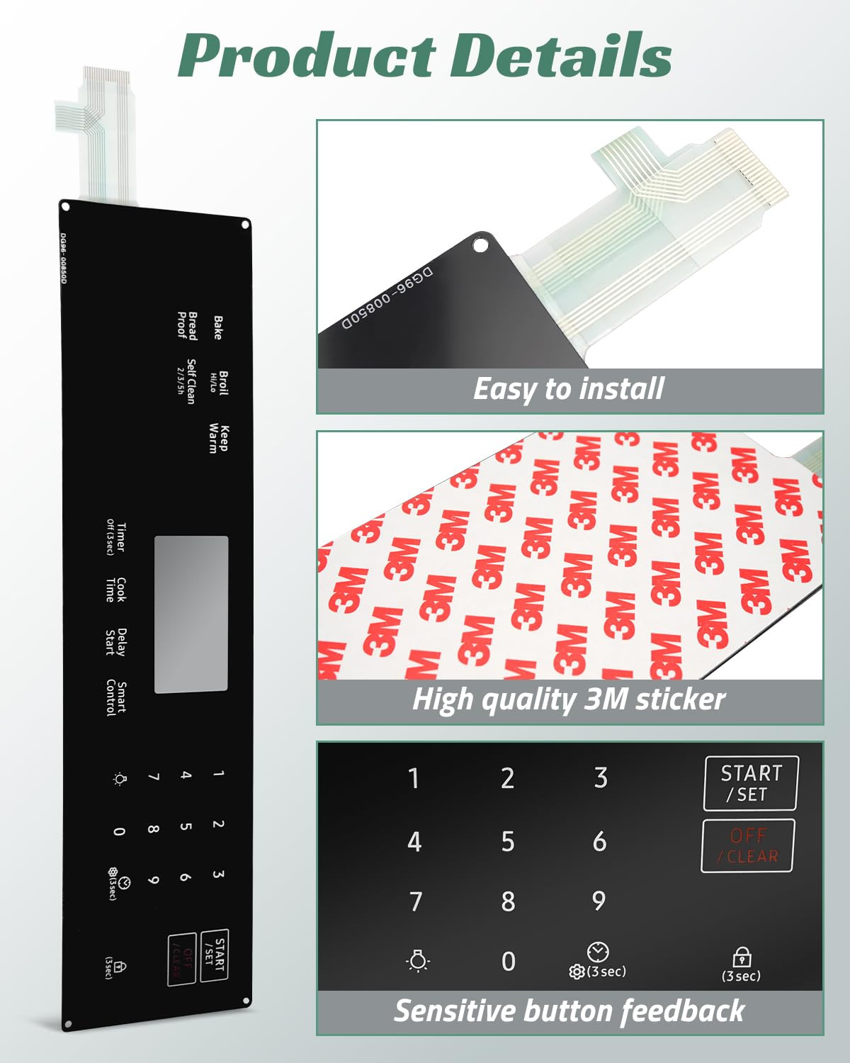 Membrane Touchpad Control Panel for Samsung Gas Ranges NX60A6311 Series