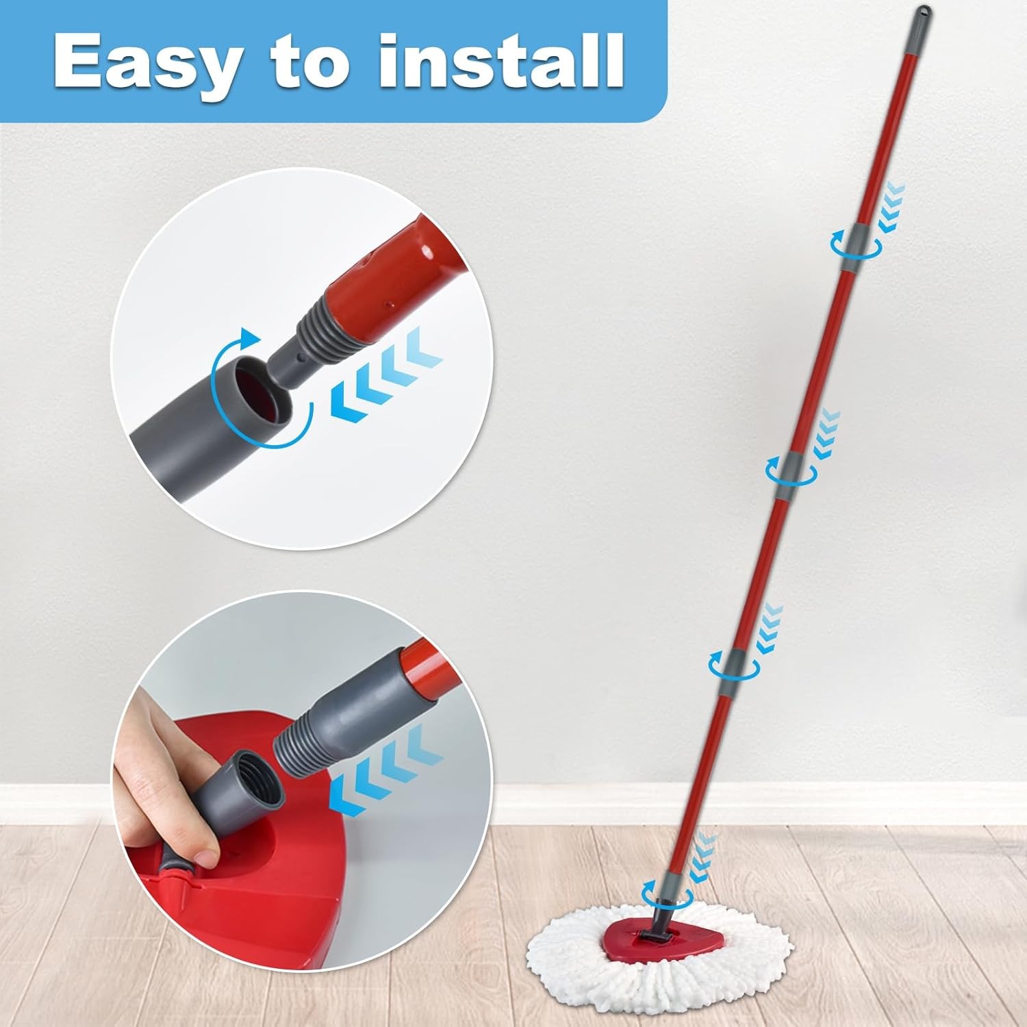 Mop Handle for Ocedar, O Cedar, Spin Replacement Red