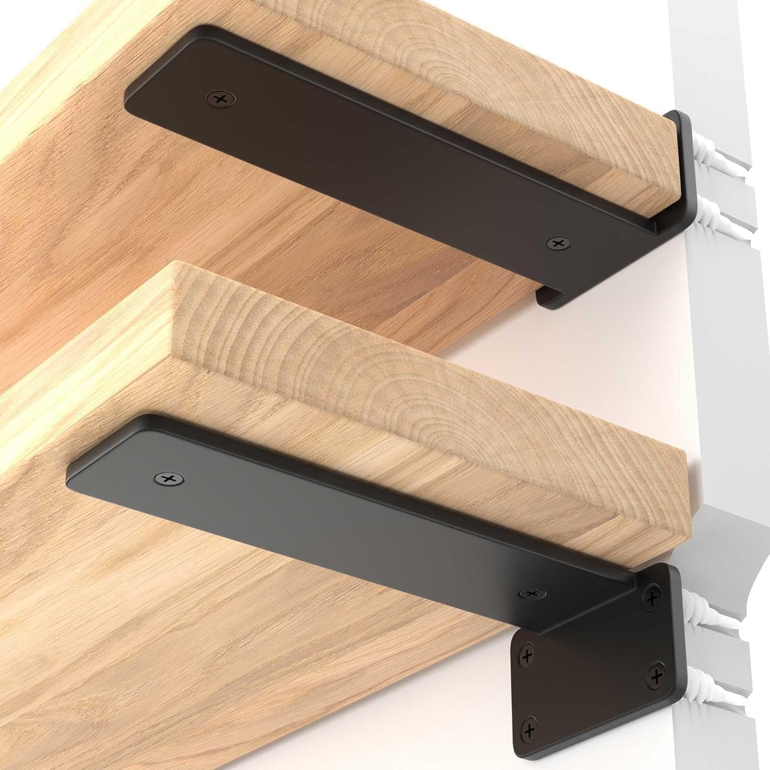 8 inch 8 Pack Floating Shelf Brackets, 1/5” Thick Heavy Duty Rustic Industria...