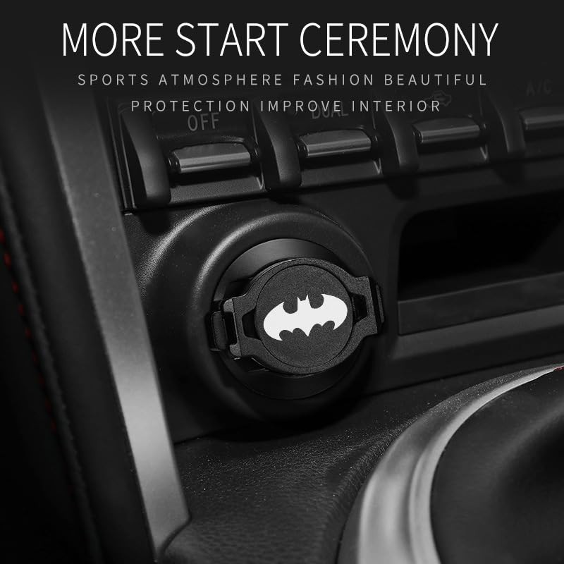 Push Start Button Cover,Car Engine Push to Start Accessories,Car Black-Bat
