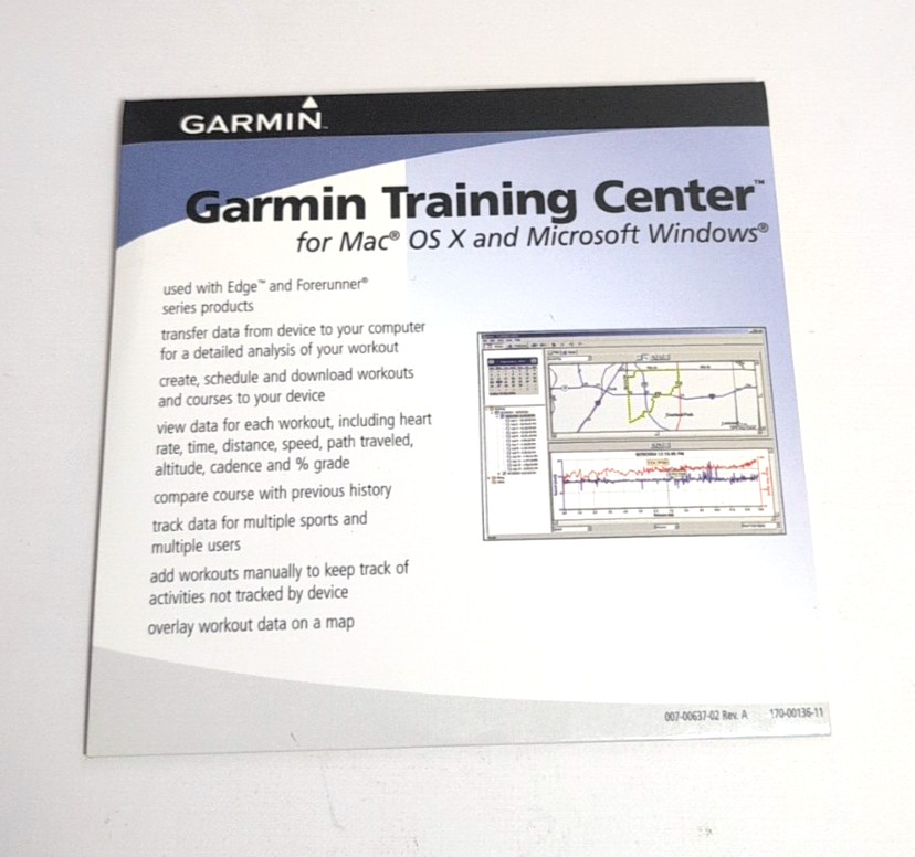 GARMIN TRAINING CENTER VERSION 5 CD-ROM 2006 - MAC OS X / MICROSOFT WINDOWS