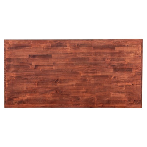30'' x 60" Rectangular Butcher Block style Restaurant Table Top in Mahogany Wood