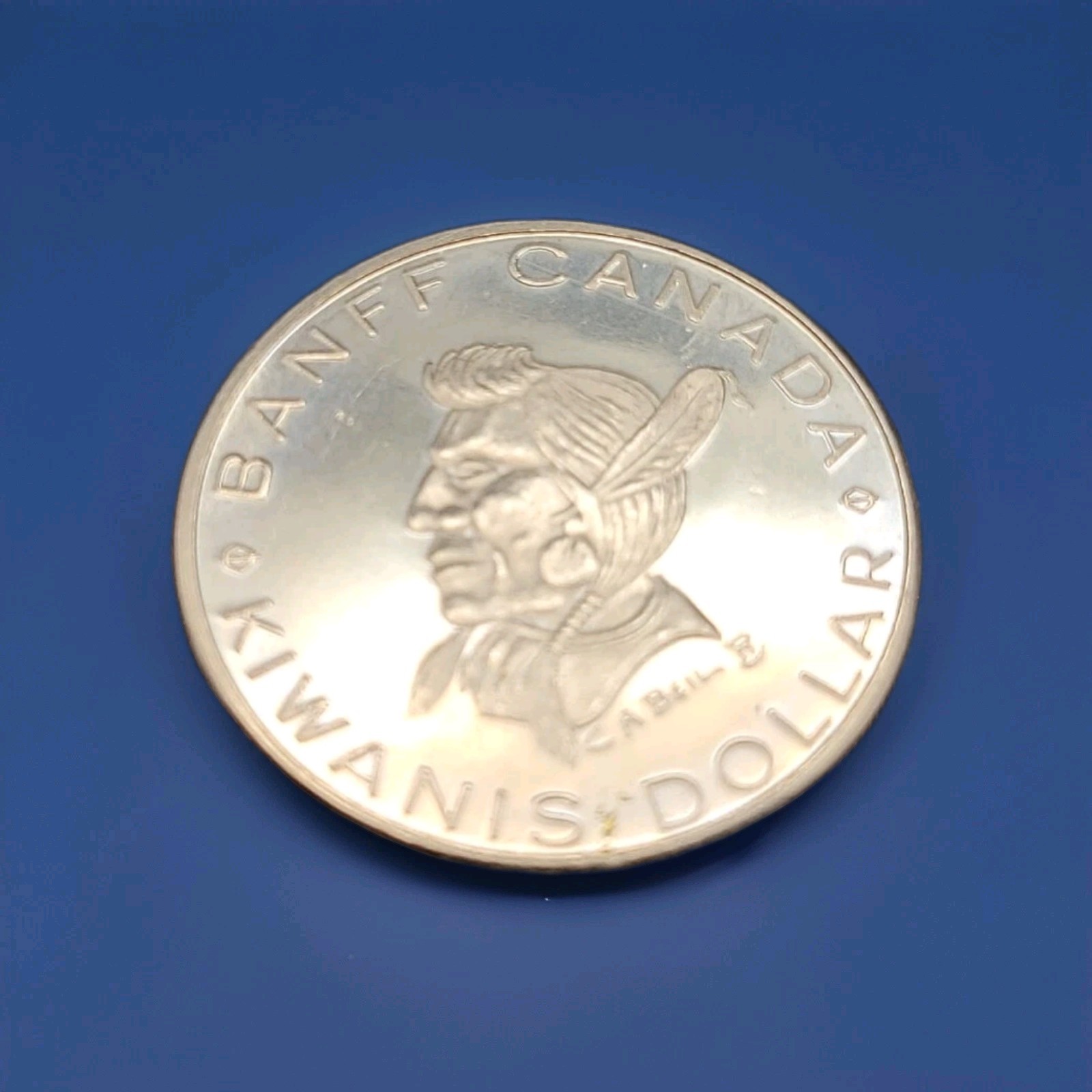 Banff AB CANADA 1970 Trade DOLLAR Token AU+ with Stoney Indian Chief & Teepee