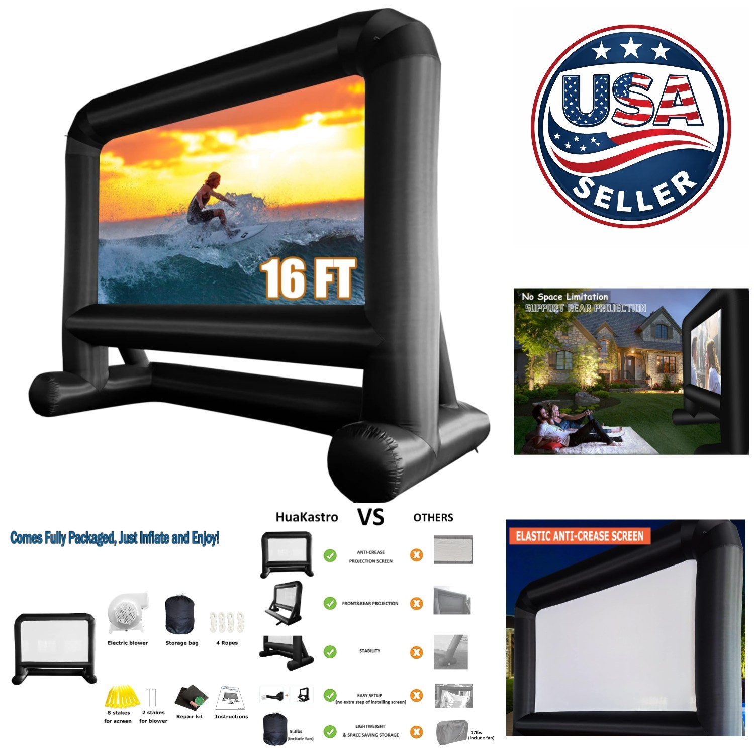 16 FT Inflatable Projector Screen with Quiet Fan – Ideal for Memorable Nights