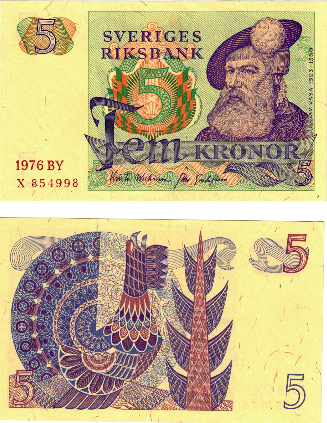 1976 Sweden 5 Kronor Banknote UNC P51c