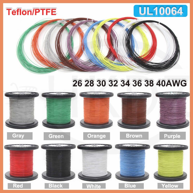 PTFE Cable Wire 26 28 30 32 34 36 38 40AWG Flexible Tinned Copper Cable UL10064