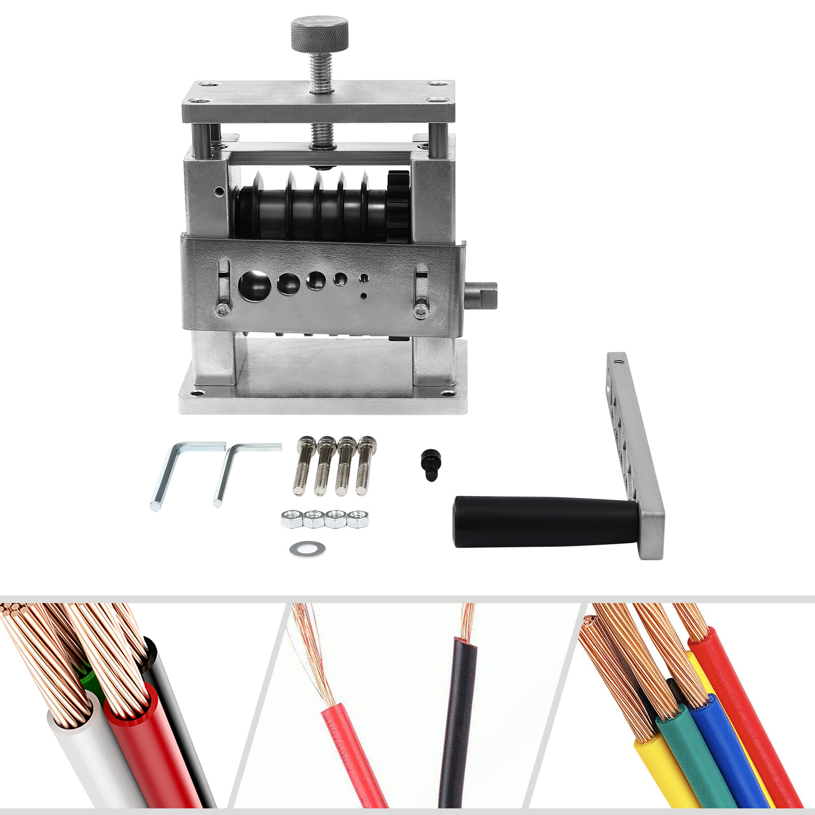 6 Holes Manual Cable Wire Stripping Machine Manual Wire Stripping Tool Silver US