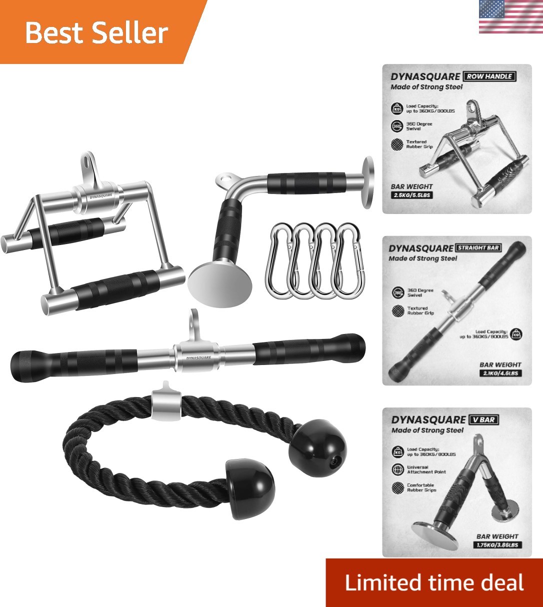 Tricep Press Down Cable Machine Attachment - Ultimate Home Gym Accessory
