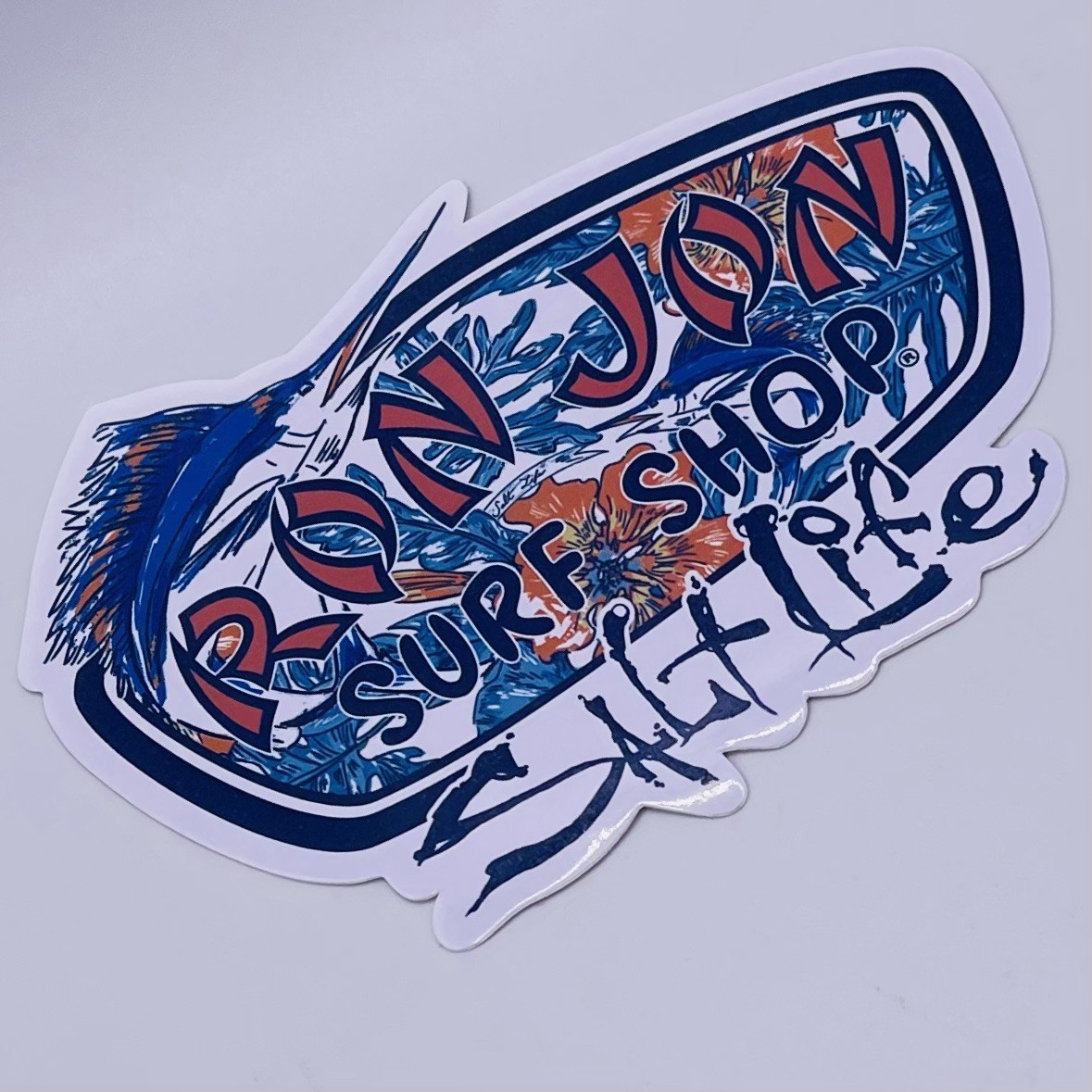 Ron Jon Surf Shop x Salt Life Sticker Sailing The Tropics Sail Fish Blue Coral