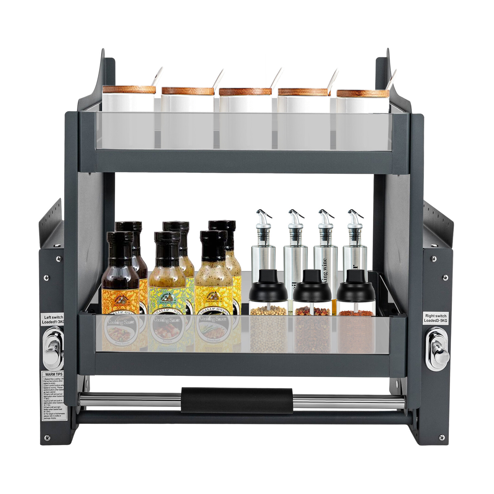 Pull-Out Cabinet Shelf Drop Down Shelf Pull-Down Lift for Kitchen Cabinet 2-tier