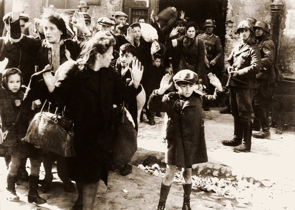 WWII B&W Photo German Troops Warsaw Ghetto Poland  WW2 World War Two /2079