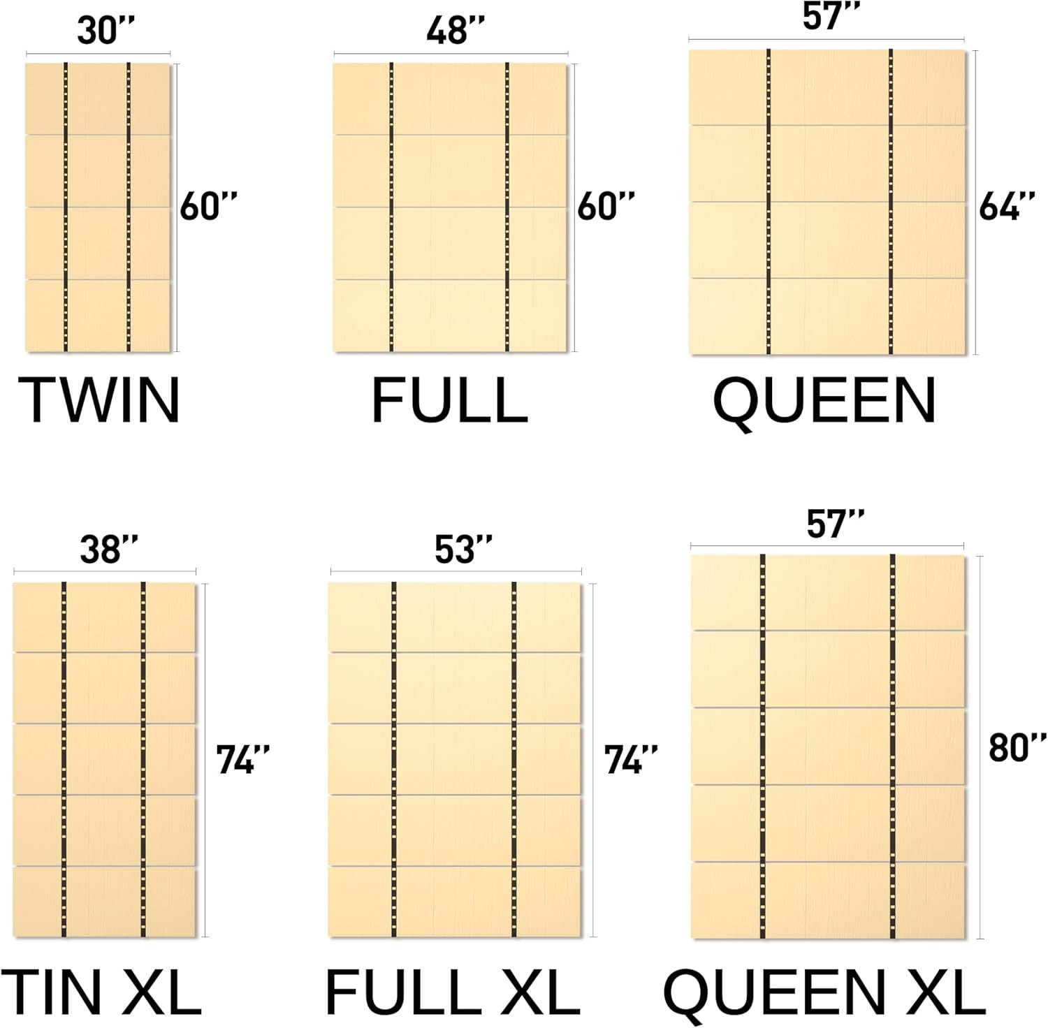 Foldable Box Spring, Bunkie Board, Bed Support Slats Twin 30"X 60"X 0.18" ﻿