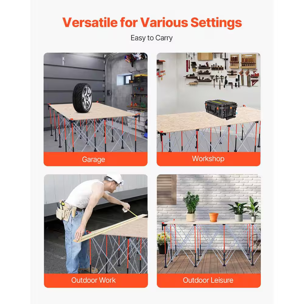 Portable Folding Workstand, 8.05 X 4.13 Ft. Collapsible Workbench, 6000 Lbs. Wei
