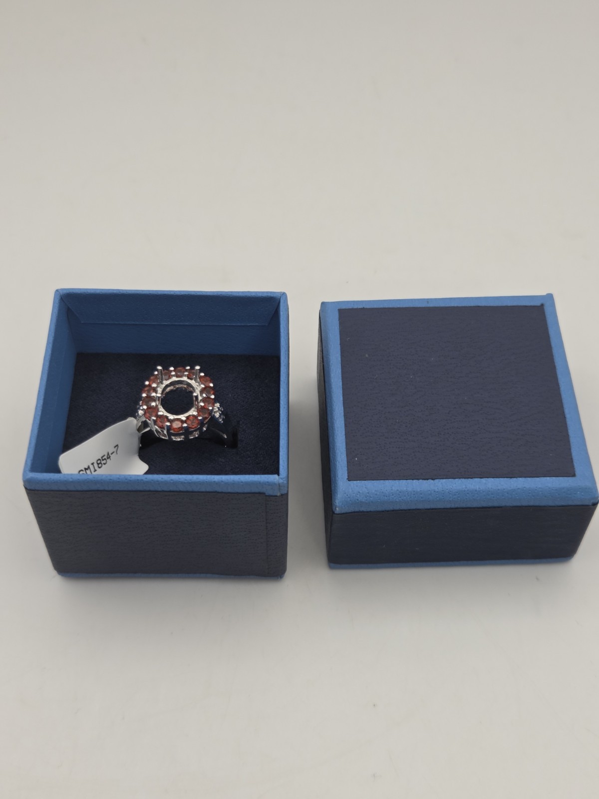 Jtv Ring SEMI MOUNT SETTING 1.33CTW Round Garnet 10X8MMOval Sterling Silver Sz 7