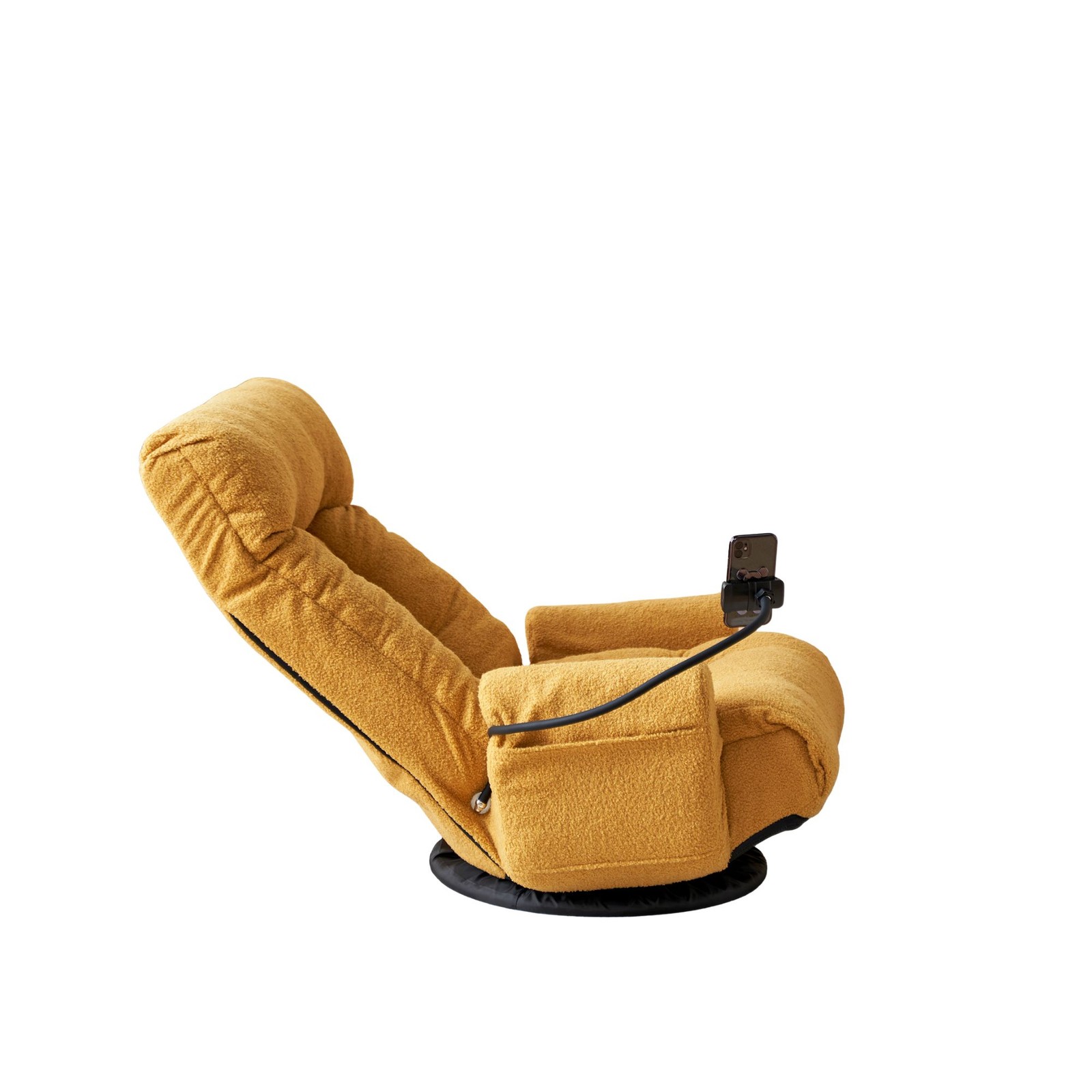 Adjustable Lounge Sofa Chair 360° Rotatable Yellow Cotton