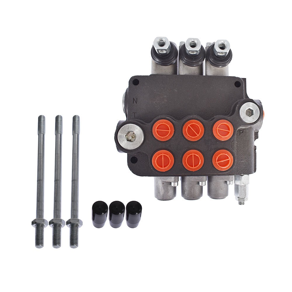 21GPM SAE Hydraulic Monoblock Double Acting Control Valve 3 Spool w/conversion