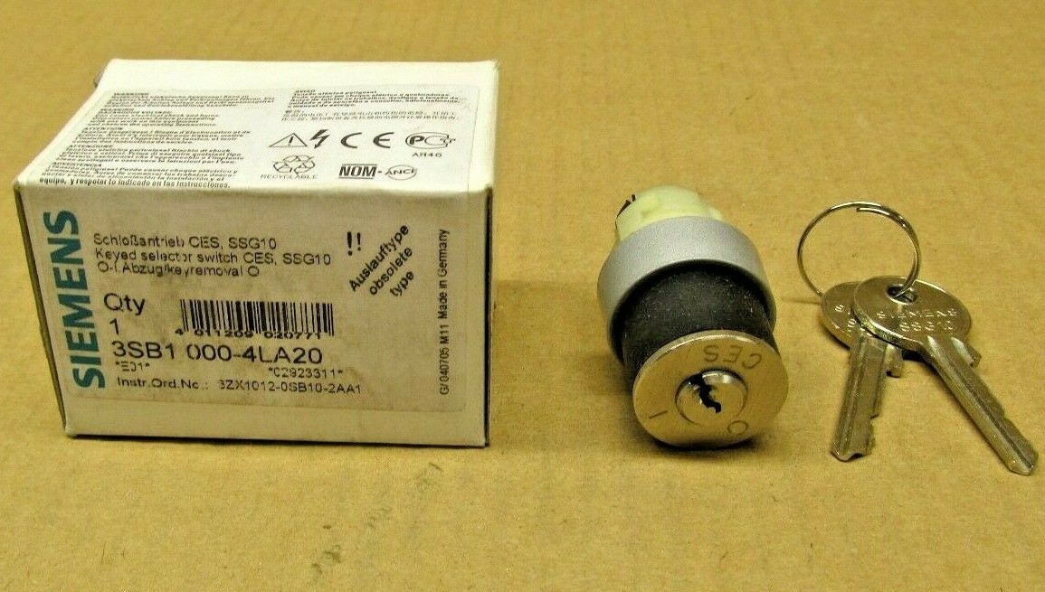 1 NIB SIEMENS 3SB1 000-4LA20 3SB1000-4LA20 KEYED SELECTOR SWITCH (5 AVAIL)