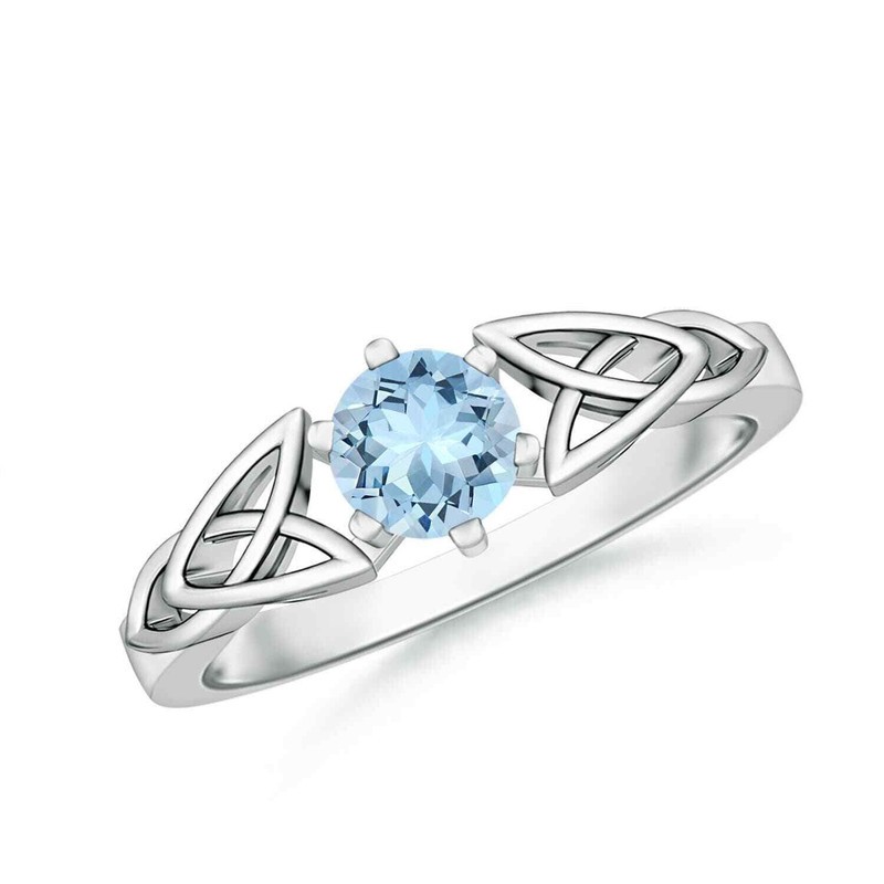 Sterling Silver Aquamarine Gemstone Promise March Solitaire Statement Ring US 7