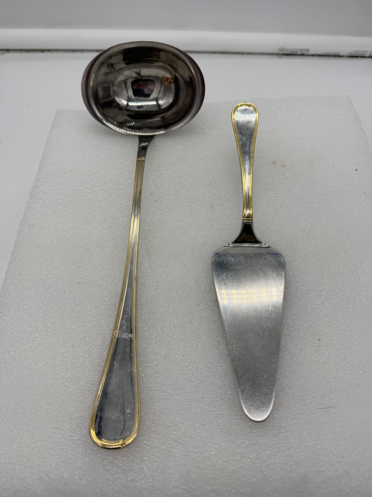 Solingen Germany Stainless Steel Serving Utensils Cake Server Ladle Gold Accent