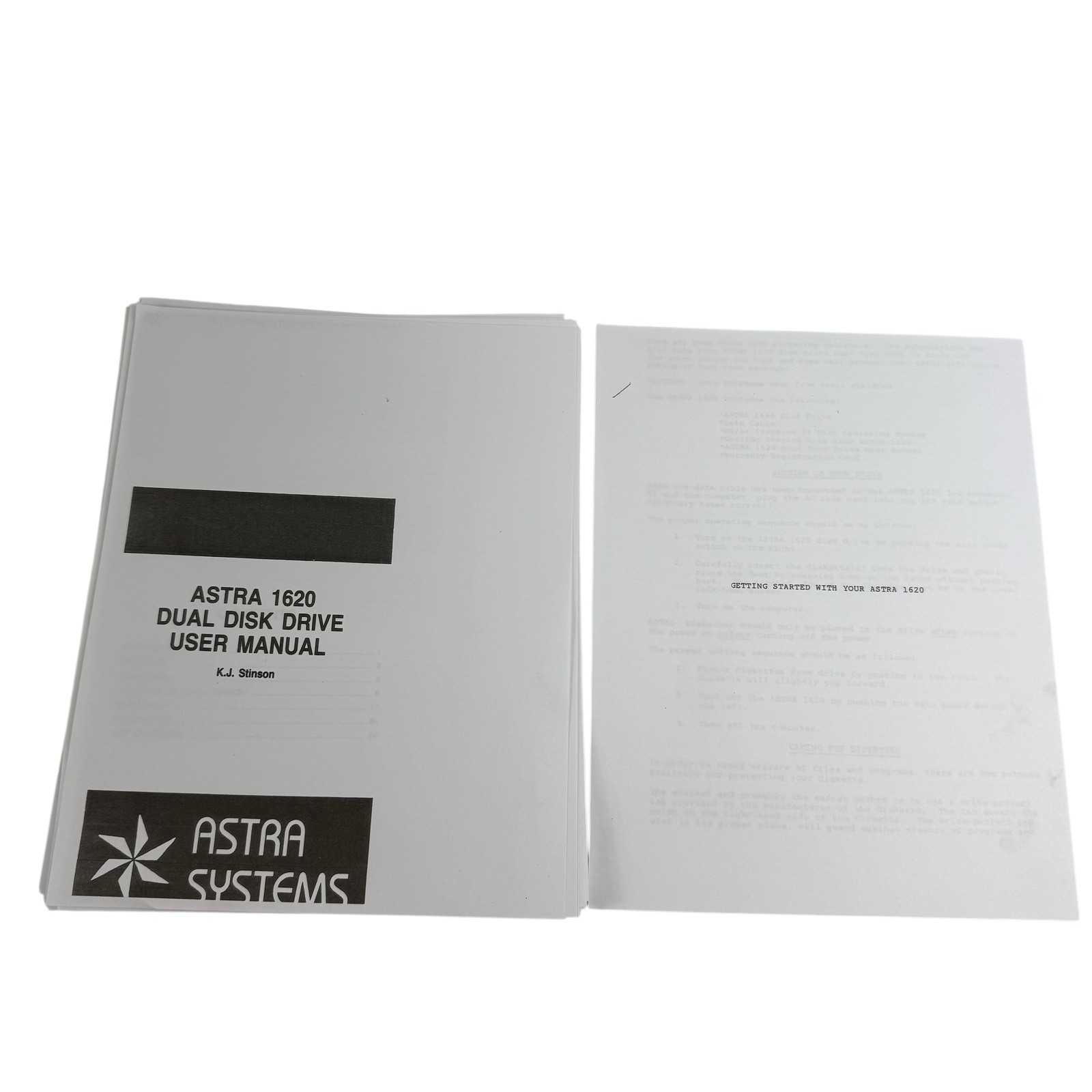 Astra 1620 Dual Disk Drive User Manual Instructions Getting Started Vintage
